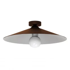 LUMICOM - CHAPEAU Plafonnier, 1XE27, max 42W, métal, marron corten/blanc, D40cm