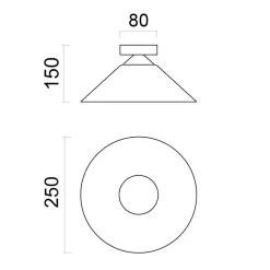 LUMICOM - CHAPEAU Plafonnier, 1XE27, max 42W, métal, gris, D25cm