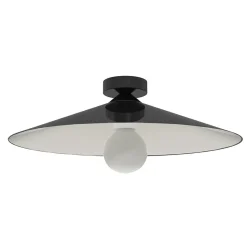 LUMICOM - CHAPEAU Plafonnier, 1XE27, max 42W, métal, noir brillant/blanc, D40cm