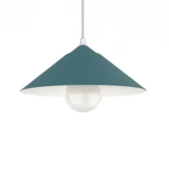 LUMICOM - CHAPEAU Suspension, 1XE27, max 42W, métal, bleu méditerranéen/blanc traffic, D25cm
