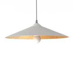 LUMICOM - CHAPEAU Suspension, 1XE27, max 42W, métal, blanc traffic/feuille d'or, D40cm