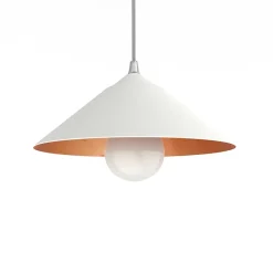 LUMICOM - CHAPEAU Suspension, 1XE27, max 42W, métal, blanc traffic/feuille cuivre, D25cm