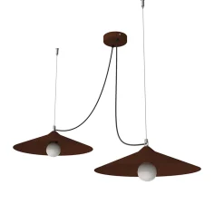 LUMICOM - COLOMBO Suspension, 2XE27, max 42W, métal, marron corten, D.40cm