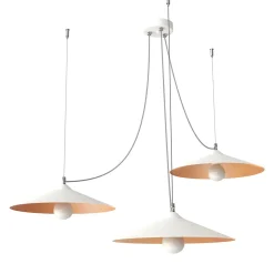 LUMICOM - COLOMBO Suspension, 3XE27, max 42W, métal, blanc mat/feuille cuivre, D.40cm