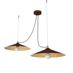 LUMICOM - COLOMBO Suspension, 2XE27, max 42W, métal, marron corten/ feuille d'or, D.40cm