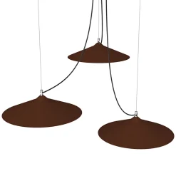 LUMICOM - COLOMBO Suspension, 3XE27, max 42W, métal, marron corten/feuille d'or, D.40cm