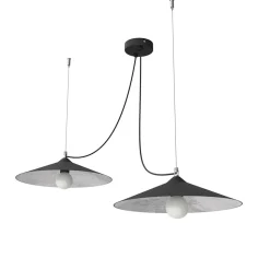 LUMICOM - COLOMBO Suspension, 2XE27, max 42W, métal, noir mat/feuille argent, D.40cm