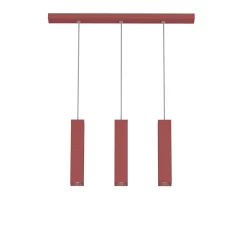 LUMICOM - CUBE Sospensione, 3X GU10, max 33W, metallo, rosso cowhide, L70cm x H30cm