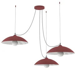 LUMICOM - DREAM Suspension, 3X E27, max 42W, métal, rouge cowhide/blanc, D.40cm