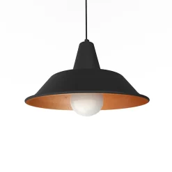 LUMICOM - DUNA Suspension, 1XE27, max 42W, métal, noir mat/feuille cuivre, D.35cm