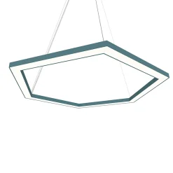 LUMICOM - ESAGONO 1X Suspension, STRIP LED, 34W/m, 3000K, métal, bleu méditerranéen, D.60cm