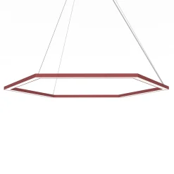 LUMICOM - ESAGONO 1X Suspension, STRIP LED, 52W/m, 4000K, métal, rouge cowhide, D.90cm