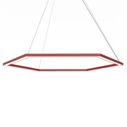 LUMICOM - ESAGONO 1X Suspension, STRIP LED, 52W/m, 4000K, métal, rouge brillant, D.90cm