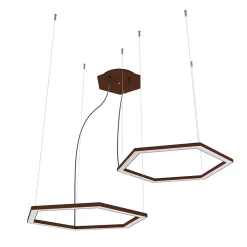 LUMICOM - ESAGONO 2X Suspension décalé, STRIP LED, 34W/m, 4000K, métal, corten, 60cm