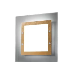 LUMICOM - FLORENCE Plafonnier, 4X E27, max 42W, métal/verre, feuille d'or, 50x50cm