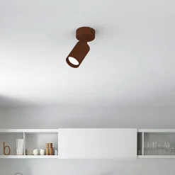 LUMICOM - FORM S Plafonnier, 1X GU10, max 33W, métal, marron corten, D.6cm