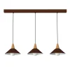 LUMICOM - FUNNEL Suspension Binario, 3X E27, max 42W, métal, corten/feuille argent, D.25cm L.100cm