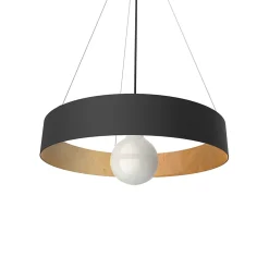 LUMICOM - HALO Suspension, 1X E27, max 42W, métal, noir mat/feuille d'or, D.40cm