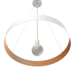 LUMICOM - HALO Suspension, 1X E27, max 42W, métal, blanc mat/feuille cuivre, D.60cm