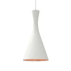 LUMICOM - JAQUELINE Suspension, 1x E27, max 42W, métal, blanc mat/feuille cuivre, D.20cm