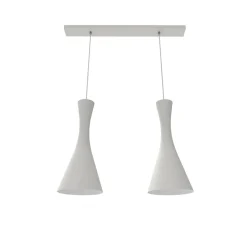 LUMICOM - JAQUELINE TRACK Suspension, 2x E27, max 42W, métal, blanc mat/feuille d'or, L.60cm x H.45cm