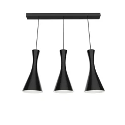 LUMICOM - JAQUELINE TRACK Suspension, 3x E27, max 42W, métal, noir brillant/blanc, L.90cm x H.45cm