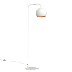 LUMICOM - JOE Lampadaire, 1X E27, max 42W, métal, blanc mat/feuille cuivre, D.25cm H.170cm