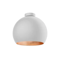 LUMICOM - JOE Plafonnier, 1X E27, max 42W, métal, blanc mat/feuille cuivre, D.25cm