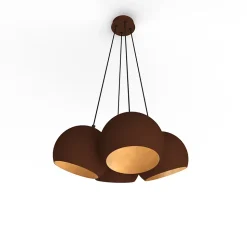 LUMICOM - JOE Suspension, 4X E27, max 42W, métal, corten/feuille d'or, D.25cm