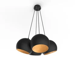 LUMICOM - JOE Suspension, 4X E27, max 42W, métal, noir mat/feuille d'or, D.25cm