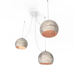 LUMICOM - JOE Suspension, 3X E27, max 42W, mètal, ciment/feuille de cuivre, D.25cm