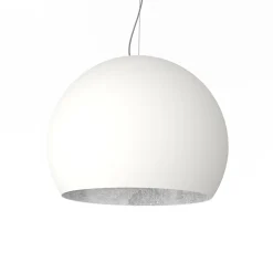 LUMICOM - JOE Suspension, 1X E27, max 42W, métal, blanc mat/feuille argent, D.50cm
