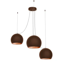 LUMICOM - JOE Suspension, 3X E27, max 42W, métal, marron corten/feuille cuivre, D.25cm