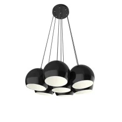 LUMICOM - JOE Suspension, 7X E27, max 42W, métal, noir brillant blanc, D.25cm