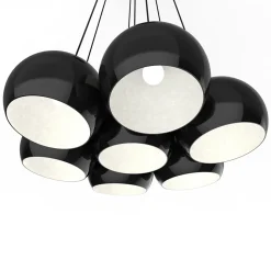 LUMICOM - JOE Suspension, 7X E27, max 42W, métal, noir brillant blanc, D.25cm