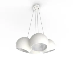 LUMICOM - JOE Suspension, 4X E27, max 42W, métal, blanc /feuille d'argent, D.25cm