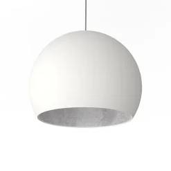 LUMICOM - JOE Suspension, 1X E27, max 42W, métal, blanc mat/feuille argent, D.40cm