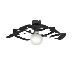 LUMICOM - KAMI Plafonnier, 1X E27, max 42W, métal, noir mat, D.60cm