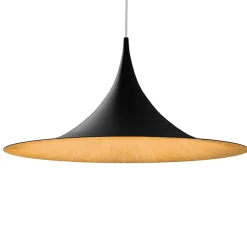 LUMICOM - LOUIE Suspension, 1X E27, max 42W, métal, noir mat/feuille d'or, D.57cm