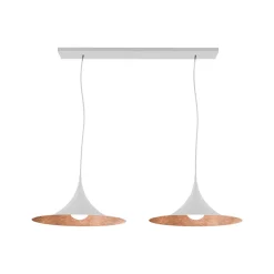 LUMICOM - LOUIE TRACK Suspension, 2X E27, max 42W, métal, traffic blanc/cuivre, D.33cm x L.70cm