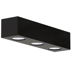 LUMICOM - MANHATTAN L Plafonnier, 3X GU10, max 33W, métal, noir brillant, 30x10cm