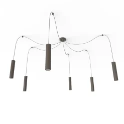 LUMICOM - MEDUSA Suspension, 6X GU10, max 33W, métal, gris tourterelle brillant, D.6cm