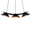 LUMICOM - MILLER Suspension, 3X E27, max 42W, métal, noir mat/feuille cuivre, L.70cm