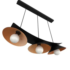 LUMICOM - MILLER Suspension, 3X E27, max 42W, métal, noir mat/feuille cuivre, L.70cm