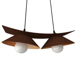 LUMICOM - MILLER Suspension, 2X E27, max 42W, métal, marron corten/feuille cuivre, L.27cm