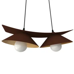 LUMICOM - MILLER Suspension, 2X E27, max 42W, métal, marron corten/feuille d'or, L.27cm