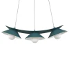 LUMICOM - MILLER Suspension, 3X E27, max 42W, métal, bleu méditerranéen/blanc, L.70cm