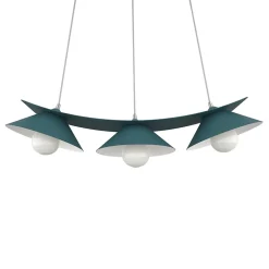 LUMICOM - MILLER Suspension, 3X E27, max 42W, métal, bleu méditerranéen/blanc, L.70cm