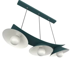 LUMICOM - MILLER Suspension, 3X E27, max 42W, métal, bleu méditerranéen/blanc, L.70cm