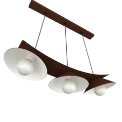 LUMICOM - MILLER Suspension, 3X E27, max 42W, métal, marron corten/blanc, L.70cm